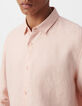 Camisa SLIM rosa lino hombre-4