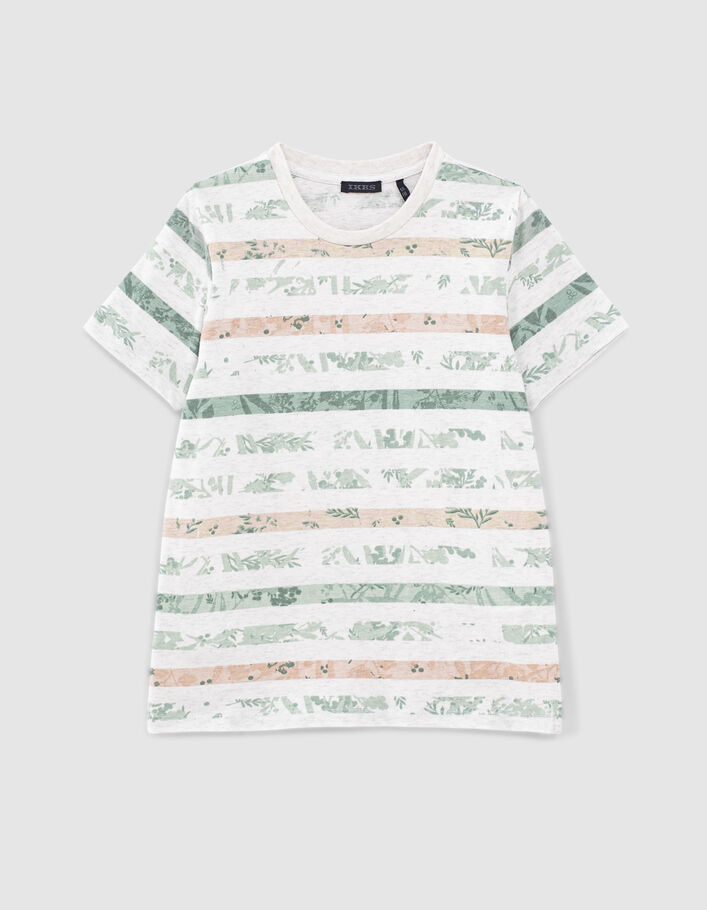 Camiseta mastic jaspeado orgánico rayas hojas niño  - IKKS
