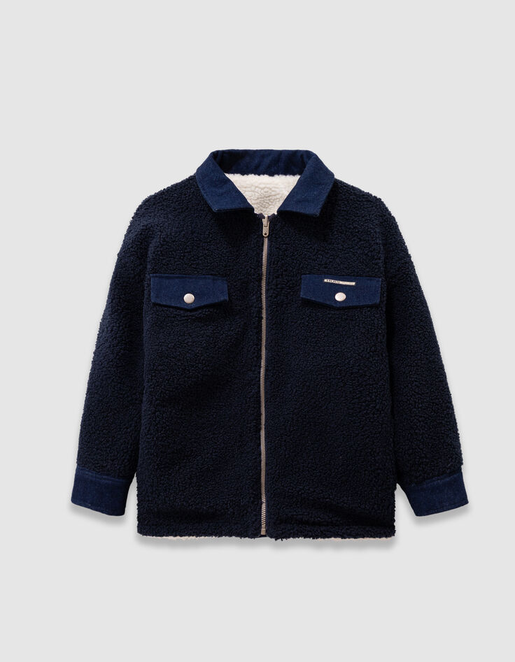 Veste réversible en jean brut et sherpa fille-6