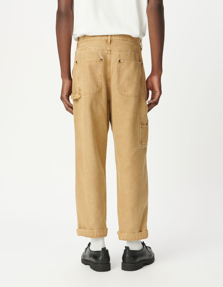 Beige canvas broek timmermansstijl Heren-3