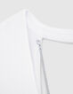 Vestido blanco roto reciclado collar detrás mujer-7