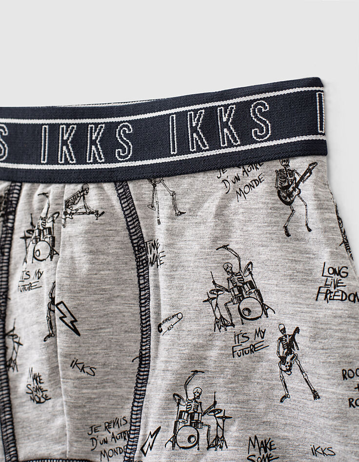 Boxer gris estampado rock y negro niño -4 Boxer gris estampado rock y negro niño -4