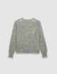 Grauer Damenstrickpulli Mohair-Mix, Zopfmuster-6
