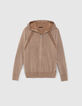 Damen-Strickcardigan in Camel Lurex Blumen-Ajours hinten-6
