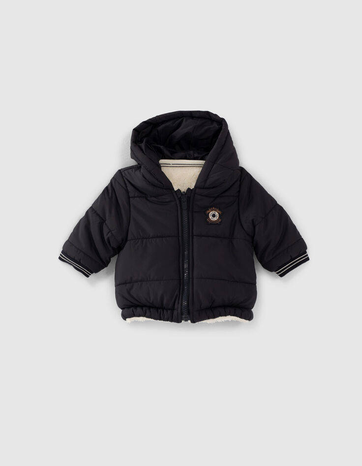 Doudoune réversible navy et Sherpa blanc bébé garçon-2