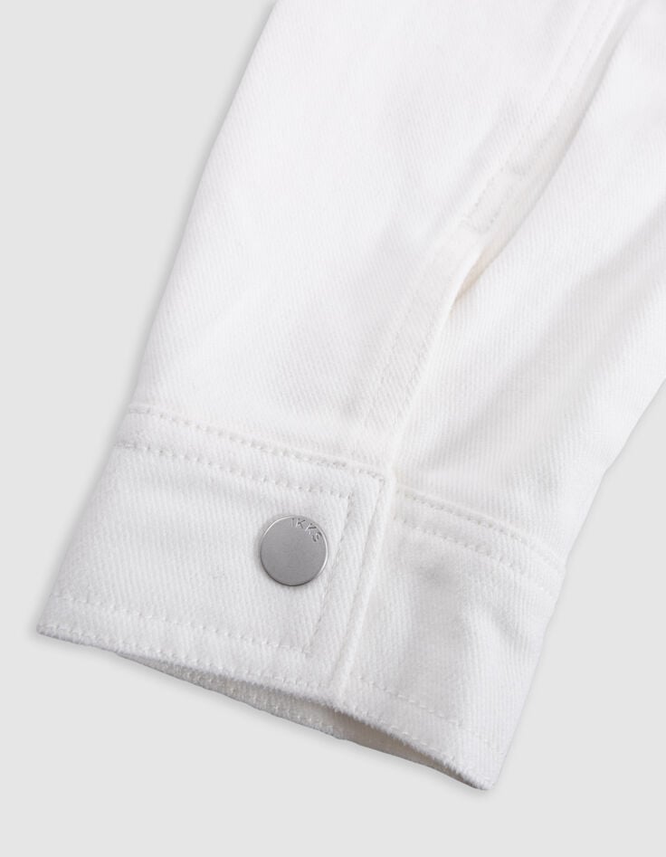 Veste en jean blanc frangé cropped fille-8