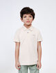 Polo beige coton bio brodé poitrine garçon-1