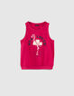 Fuchsia top biokatoen flamingo en bloemen meisjes-1