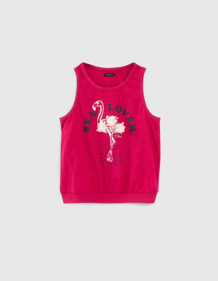 Fuchsia top biokatoen flamingo en bloemen meisjes-1