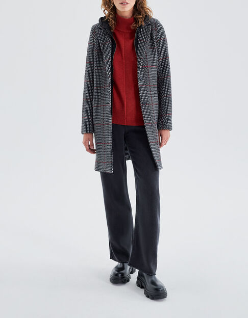 Zwarte jas loose pied-de-coq-motief Dames - IKKS