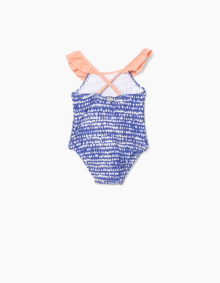 Baby girls’ blue swimsuit with printed hearts-3