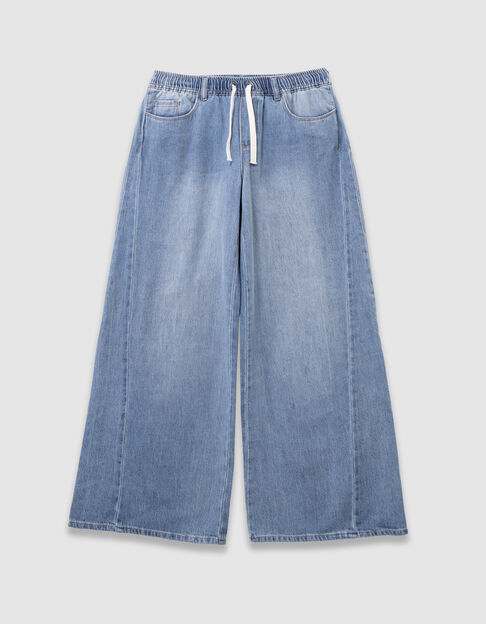 Girls’ blue wide-leg jeans with elasticated waist - IKKS