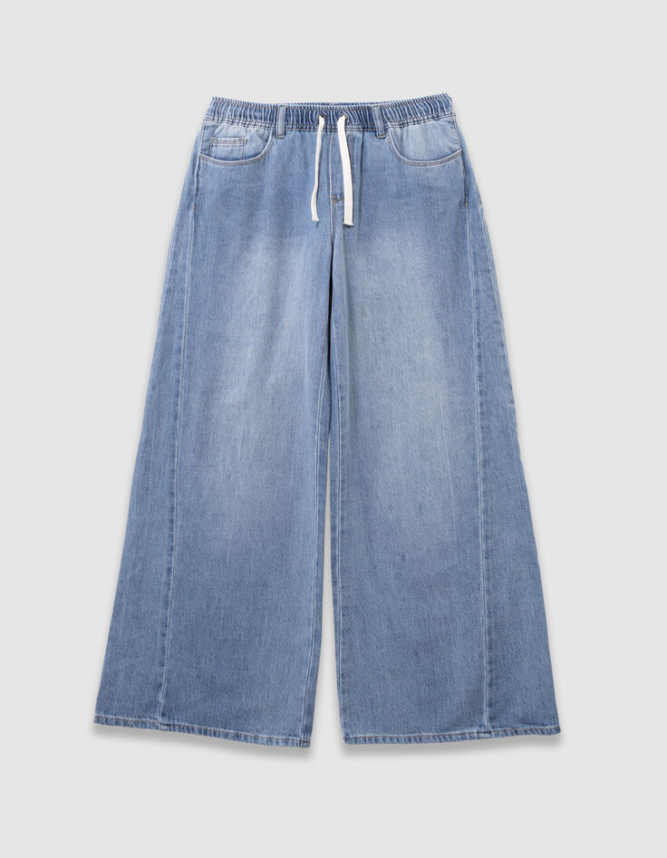 Girls’ blue wide-leg jeans with elasticated waist-1 Girls’ blue wide-leg jeans with elasticated waist-1