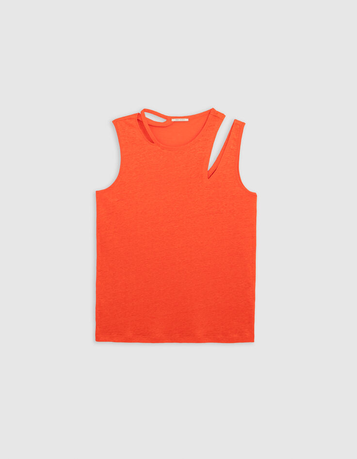 Women's iridescent linen knit asymmetrical melon tee-shirt-6 Women's iridescent linen knit asymmetrical melon tee-shirt-6