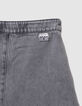 Short skirt in grey pleated denim for girls-6