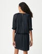 Marineblaues Kleid mit Crinkle-Drapierung für Damen-4