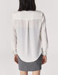 Chemise écru en crêpe recyclé détail col noir femme-2