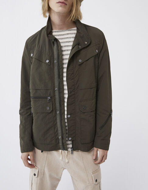 Khaki Herrensafarijacke aus Nylon