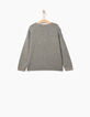 Pull gris à franges côtés et marquage cuivré fille-3