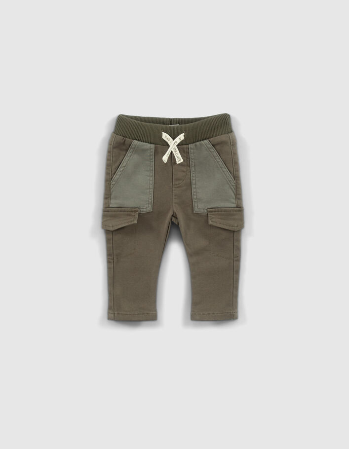 Khaki Cargohose mit Kontrasttaschen für Babyjungen - IKKS