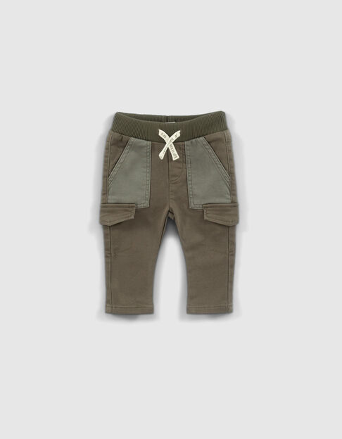 Baby boys’ khaki combat trousers with contrasting pockets