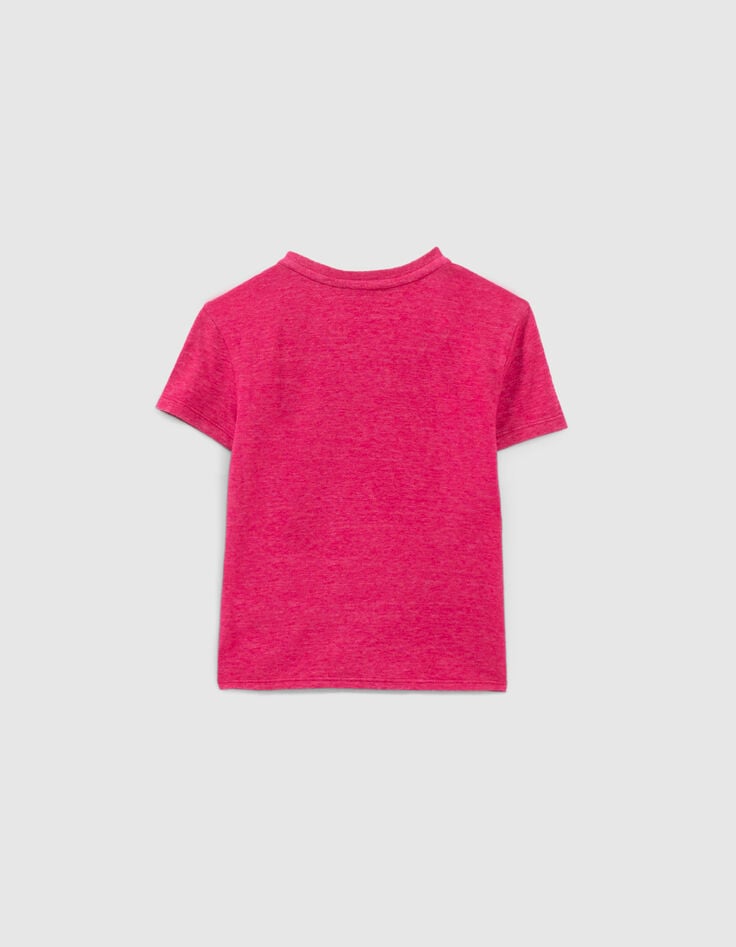 Girls&rsquo; fuchsia T-shirt with rosette and bow-2