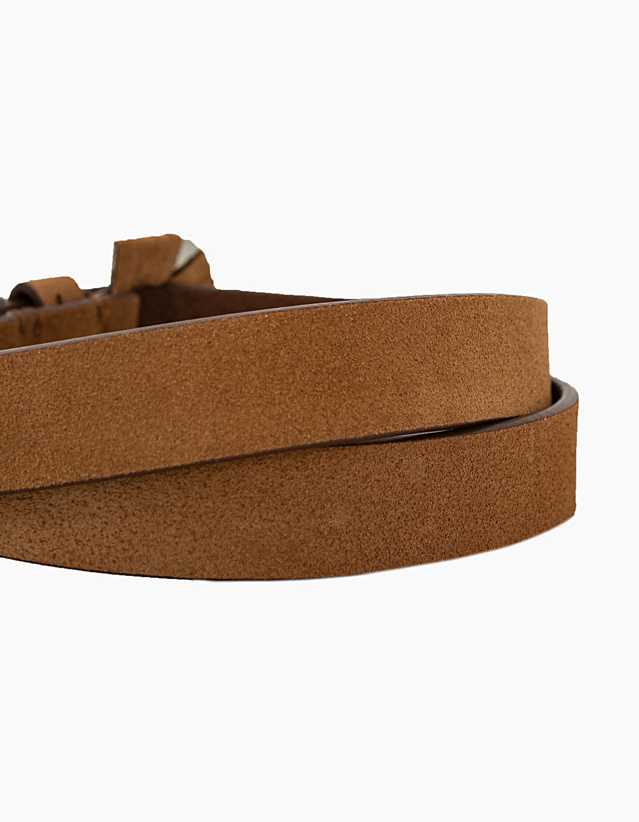 Ceinture camel en cuir velours a 5 passants I.Code