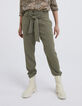 Women’s khaki belted high-waist straight trousers-2