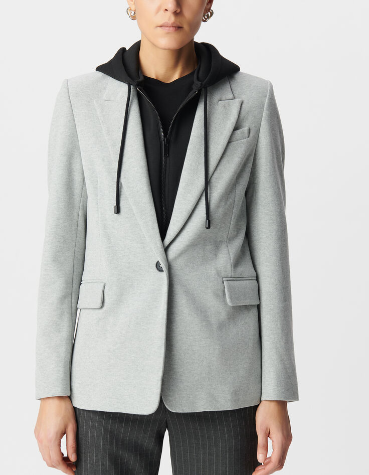 Grey blazer with black hood Women-4