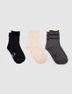 Chaussettes beiges, noires, grises fille-1