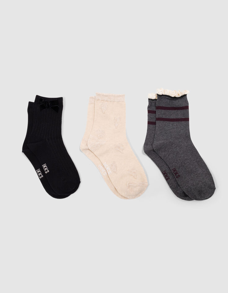 Chaussettes beiges, noires, grises fille-1 Chaussettes beiges, noires, grises fille-1