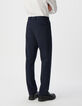 Men&rsquo;s navy Milano knit STRAIGHT suit trousers-3