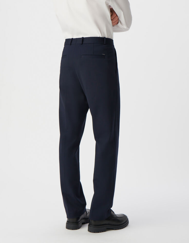 Men&rsquo;s navy Milano knit STRAIGHT suit trousers-3