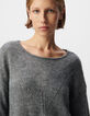 Gebreide trui in grijs visgraatmotief voor dames-5