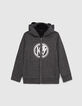 Graue Jungensweatjacke mit Brille und K-Print IKKS HERO-4