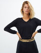 Pull noir en tricot coton et soie avec studs I.Code-2