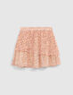 Kurzer Mädchenrock, Blumenprint in Tachismus-Optik, Peach-3