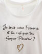 Camiseta blanca de algodón bio Je suis une femme-4