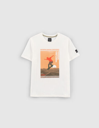T-shirt blanc bio visuel skateur gar&ccedil;on - IKKS