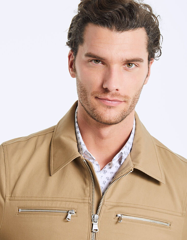 Men's mink-colour zipped pockets jacket-5