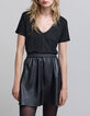 Tee-shirt noir lurex encolure V bijou Femme-2