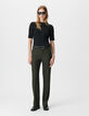 Women’s khaki micro-herringbone suit trousers-1