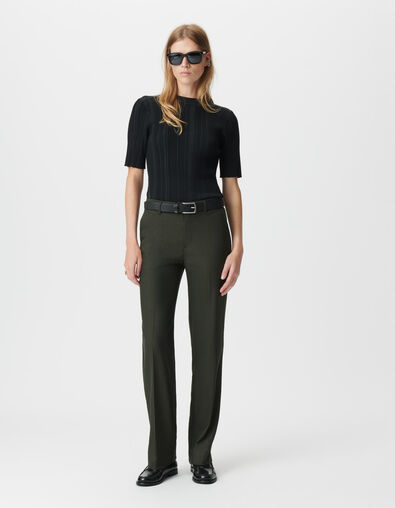 Women’s khaki micro-herringbone suit trousers - IKKS