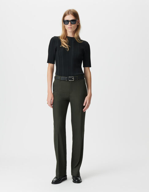 Women’s khaki micro-herringbone suit trousers - IKKS