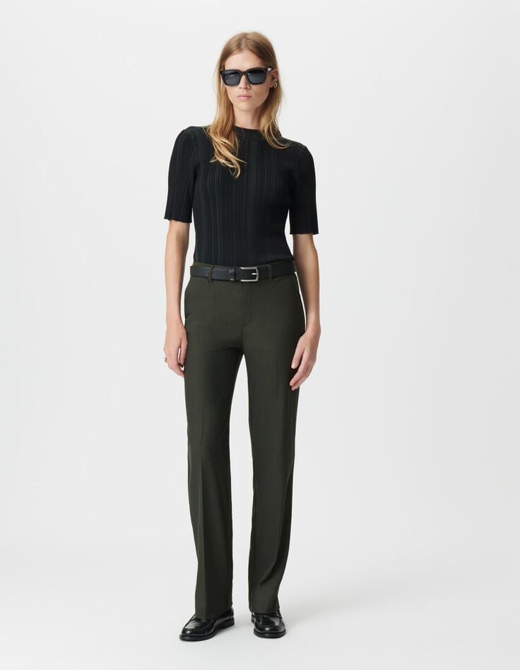 Women’s khaki micro-herringbone suit trousers-1 Women’s khaki micro-herringbone suit trousers-1