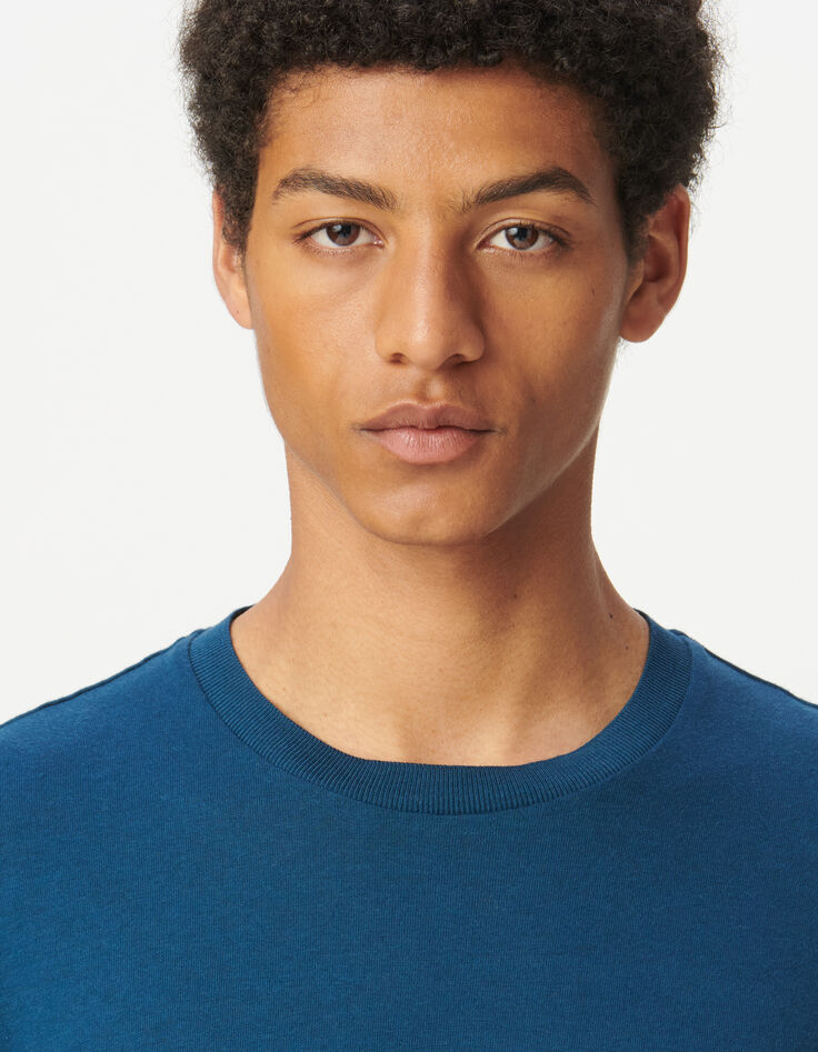 Men’s blue cotton modal short-sleeved T-shirt-4
