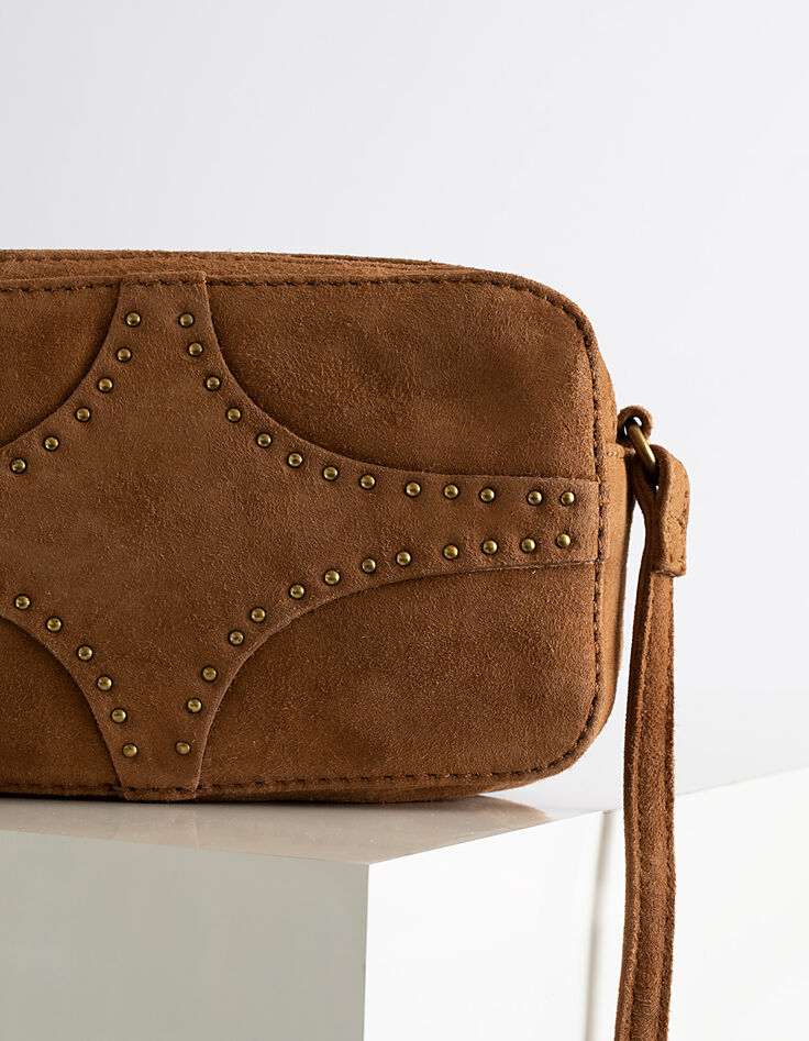 Women’s The Small Messenger studded suede clutch-2