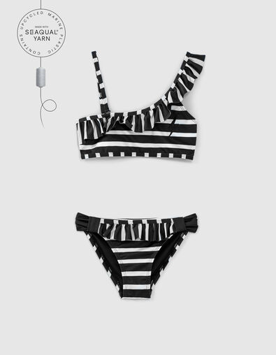 Bikini negro rayas crudas insignias niña - IKKS