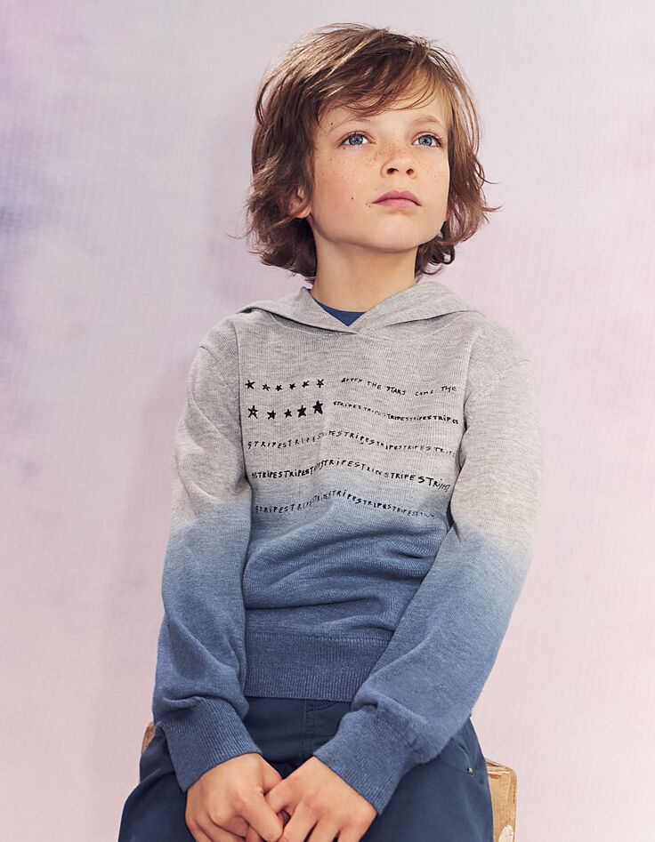Jersey con capucha gris tie and dye azul niño -1