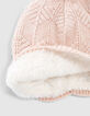 Gorro rosa claro punto purpurina forrado niña-2